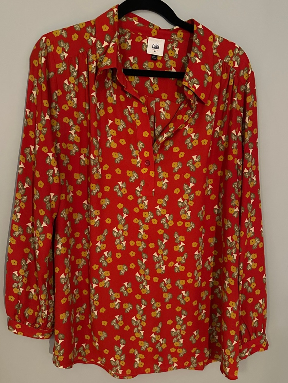 cAbi Red Floral Button-Down Shirt